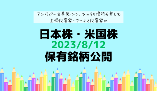 【2023年8月】日本株・米国株の保有銘柄および損益公開！