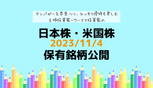 【2023年11月】日本株・米国株の保有銘柄および損益公開！
