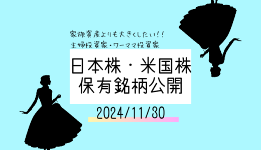 【2024年11月】日本株・米国株の保有銘柄および損益公開！